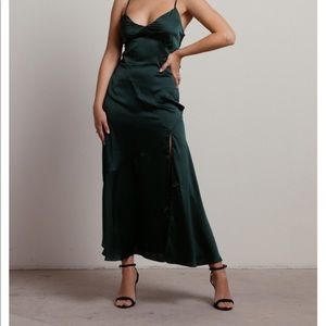 NWT Tobi Forest Green Satin Dress